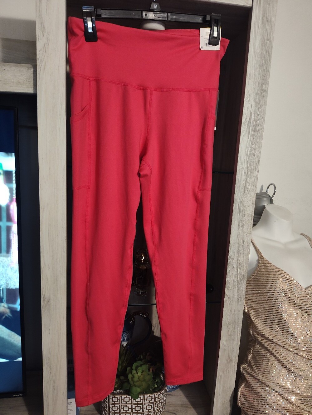 Ideology Hot- Pink High Waist Leggings with Side Pockets Waist